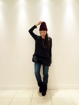 「Paradise Picnic（パラダイスピクニック）のアイテム（帽子）」を使った、maeさん（レディース・158cm）の秋コーディネート
