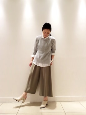 「アイテム（ブーティ、ホワイト系）」を使った、maeさん（レディース・158cm）の冬コーディネート