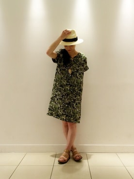 「Paradise Picnic（パラダイスピクニック）のアイテム（帽子）」を使った、maeさん（レディース・158cm）の春コーディネート