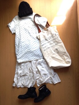 「used mix」｜「アイテム（ニットキャップ/ビーニー）」を使った、NAOさん（レディース・152cm）の春コーディネート
