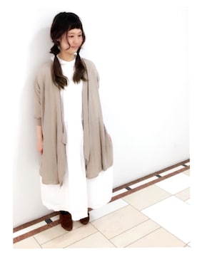 「アイテム（モカシン/デッキシューズ）」を使った、pualcecinkobesogoさん（レディース・155cm）の春コーディネート