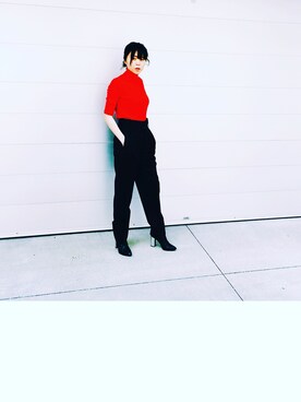 「red」｜「アイテム（スラックス）」を使った、REIKO.Nさん（レディース・156cm）の春コーディネート