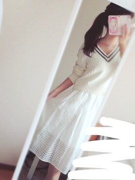 「オーガンジー」｜「アイテム（デニムジャケット）」を使った、えみりさん（レディース・157cm）の春コーディネート