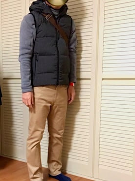 「アイテム（ボディバッグ/ウエストポーチ、ブルー系）」を使った、YOSSHY0909さん（メンズ・171cm）の冬コーディネート