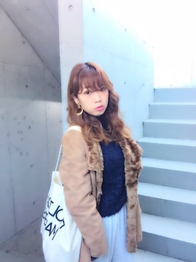 「ゴールドアクセサリー」｜「アイテム（ジャケット/アウター）」を使った、aruaruruさん（レディース・153cm）の冬コーディネート
