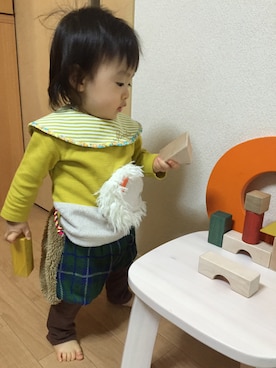 「MoL（モル）のアイテム（パンツ）」を使った、nato☆さん（キッズ・70cm）の秋コーディネート