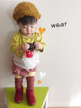 「MoL（モル）のアイテム（パンツ）」を使った、nato☆さん（キッズ・70cm）の冬コーディネート