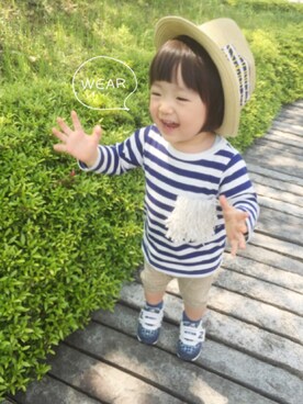 「MoL（モル）のアイテム（パンツ）」を使った、nato☆さん（キッズ・80cm）の春コーディネート