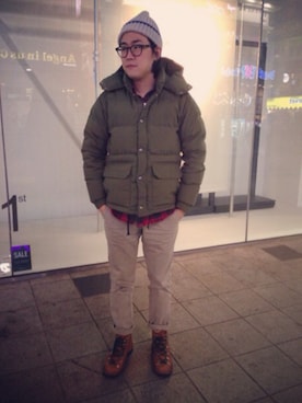 「WOOLRICH（ウールリッチ）のアイテム（帽子）」を使った、김우진さん（メンズ・172cm）の夏コーディネート