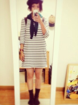 「＃カーディガン」｜「アイテム（ワンピース）」を使った、kino*さん（レディース・150cm）の秋コーディネート