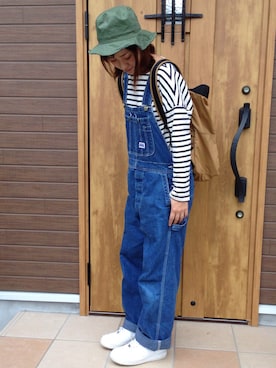 「B.L.U.E（ビーエルユーイー）のアイテム（帽子）」を使った、misayoさん（レディース・160cm）の秋コーディネート