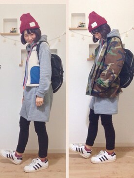 「patagonia」｜「アイテム（ミリタリージャケット）」を使った、misayoさん（レディース・160cm）の冬コーディネート