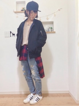 「スーパースター」｜「アイテム（シャツワンピース）」を使った、misayoさん（レディース・160cm）の冬コーディネート
