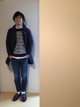「アイテム（その他シューズ、ブルー系）」を使った、トモッティさん（メンズ・174cm）の秋コーディネート