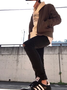 「アイテム（MA-1）」を使った、さとちさん（メンズ・169cm・20代）の秋コーディネート