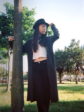 「アイテム（ピーコート）」を使った、Nicole Linさん（レディース・156cm・10代）の冬コーディネート