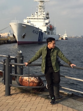 「BEAMS（ビームス）のアイテム（ダウンジャケット/コート）」を使った、吳 尚紘さん（メンズ・165cm）の春コーディネート