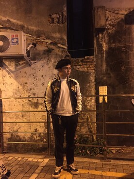 「CLUCT（クラクト）のアイテム（キャップ）」を使った、吳 尚紘さん（メンズ・165cm）の冬コーディネート