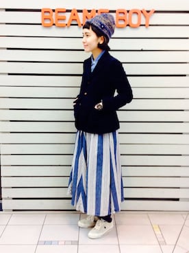 「BEAMS BOY（ビームスボーイ）のアイテム（テーラードジャケット）」を使った、モリグチナオさん（レディース・161cm）の秋コーディネート