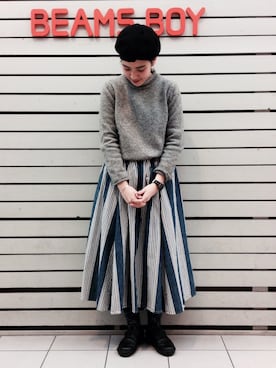 「BEAMS BOY（ビームスボーイ）のWARREN SCOTT×BEAMS BOY / ロールネック セーター（ニット/セーター）」を使った、モリグチナオさん（レディース・161cm）の冬コーディネート
