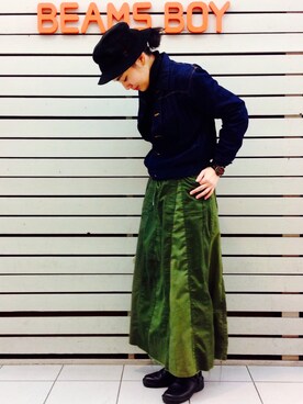 「BEAMS BOY（ビームスボーイ）のアイテム（デニムジャケット）」を使った、モリグチナオさん（レディース・161cm）の冬コーディネート