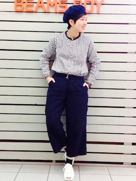「BEAMS BOY（ビームスボーイ）のアイテム（スニーカー）」を使った、モリグチナオさん（レディース・161cm）の春コーディネート