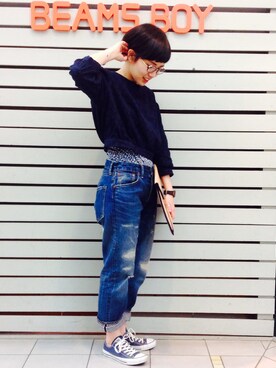 「アイテム（クラッチバッグ）」を使った、モリグチナオさん（レディース・161cm）の春コーディネート