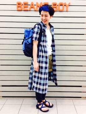 「アイテム（ヘアバンド）」を使った、モリグチナオさん（レディース・161cm）の春コーディネート