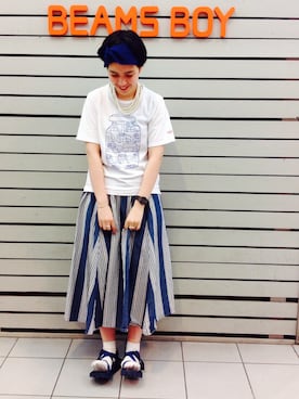 「アイテム（ヘアバンド）」を使った、モリグチナオさん（レディース・161cm）の春コーディネート