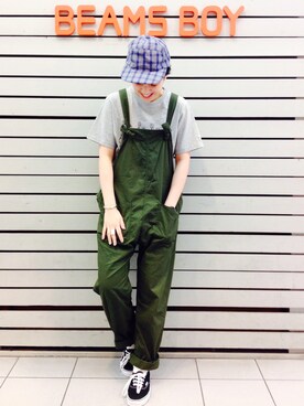 「BEAMS BOY（ビームスボーイ）のアイテム（キャップ）」を使った、モリグチナオさん（レディース・161cm）の春コーディネート