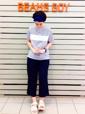 「アイテム（ヘアバンド）」を使った、モリグチナオさん（レディース・161cm）の春コーディネート