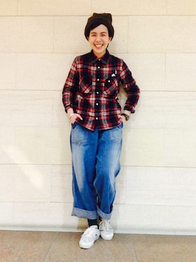 「BEAMS BOY（ビームスボーイ）のアイテム（スニーカー）」を使った、モリグチナオさん（レディース・161cm）の秋コーディネート