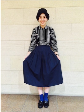 「BEAMS BOY（ビームスボーイ）のアイテム（ドレスシューズ）」を使った、モリグチナオさん（レディース・161cm）の秋コーディネート