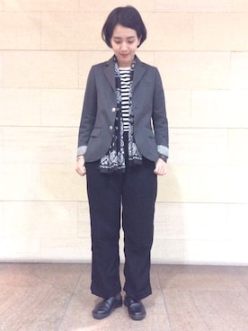 「BEAMS BOY（ビームスボーイ）のアイテム（テーラードジャケット）」を使った、モリグチナオさん（レディース・161cm）の秋コーディネート