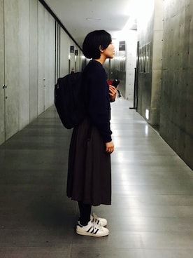 「BEAMS BOY（ビームスボーイ）のアイテム（スカート）」を使った、モリグチナオさん（レディース・161cm）の秋コーディネート
