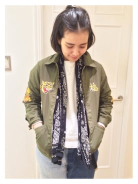 「BEAMS BOY（ビームスボーイ）のアイテム（ブルゾン）」を使った、モリグチナオさん（レディース・161cm）の冬コーディネート