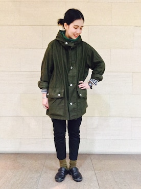 「アイテム（レッグウェア、グリーン系）」を使った、モリグチナオさん（レディース・161cm）の冬コーディネート