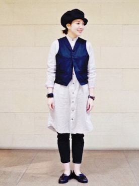 「BEAMS BOY（ビームスボーイ）のアイテム（ドレスシューズ）」を使った、モリグチナオさん（レディース・161cm）の冬コーディネート