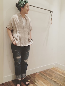 「JUTTA NEUMANN（ユッタ ヌーマン）のアイテム」を使った、モリグチナオさん（レディース・161cm）の夏コーディネート