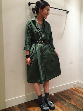 「orslow」｜「アイテム（ワンピース/ドレス）」を使った、モリグチナオさん（レディース・161cm）の秋コーディネート
