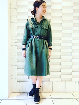 「orSlow（オアスロウ）のアイテム（ワンピース/ドレス）」を使った、モリグチナオさん（レディース・161cm）の秋コーディネート