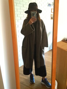 「BEAMS（ビームス）のアイテム（ムートンコート）」を使った、洪肯蒂さん（レディース・153cm）の冬コーディネート