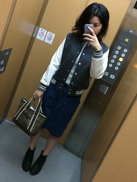 「dazzlin（ダズリン）のアイテム（スタジャン）」を使った、hazukiさん（レディース・155cm）の秋コーディネート