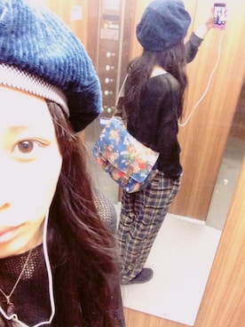 「パジャマ」｜「アイテム（ハンチング/ベレー帽）」を使った、shimiさん（レディース・165cm）の秋コーディネート