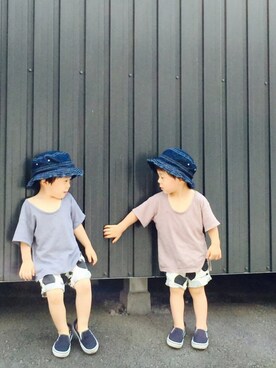 「BNT（ビーエヌティー　　）のアイテム（帽子）」を使った、haya^^koさん（キッズ・90cm）の夏コーディネート