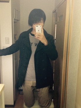 「アイテム（ピーコート）」を使った、しおさん（メンズ・168cm・10代）の春コーディネート