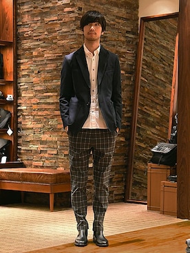 「アイテム（レインシューズ）」を使った、saitoさん（メンズ・181cm）の秋コーディネート