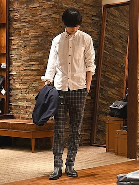 「アイテム（レインシューズ）」を使った、saitoさん（メンズ・181cm）の秋コーディネート