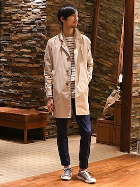 「BEAMS LIGHTS」｜「アイテム（トレンチコート）」を使った、saitoさん（メンズ・181cm）の冬コーディネート