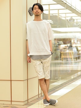 「アイテム（タンクトップ、グレー系）」を使った、saitoさん（メンズ・181cm）の夏コーディネート